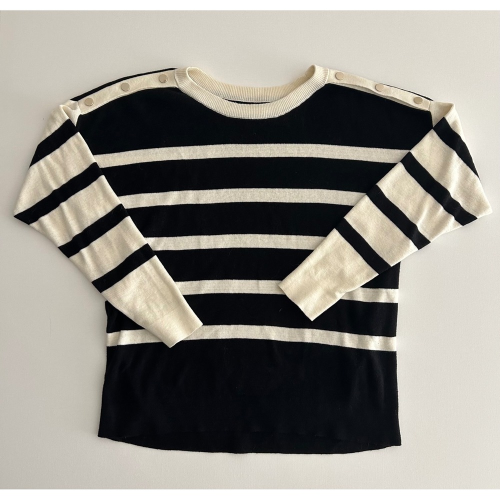 Croft & Barrow Women's Striped Crewneck Sweater Black/Cream Size M